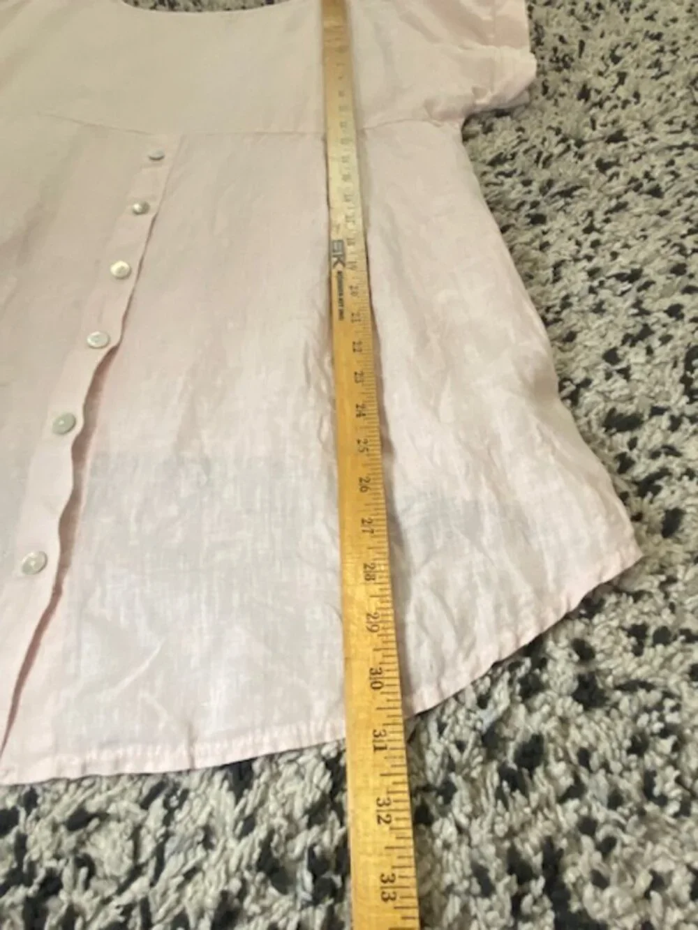 Terzo Millennio 100% Linen Top Blouse High Low Boxy Pale Pink Small - Picture 15 of 16